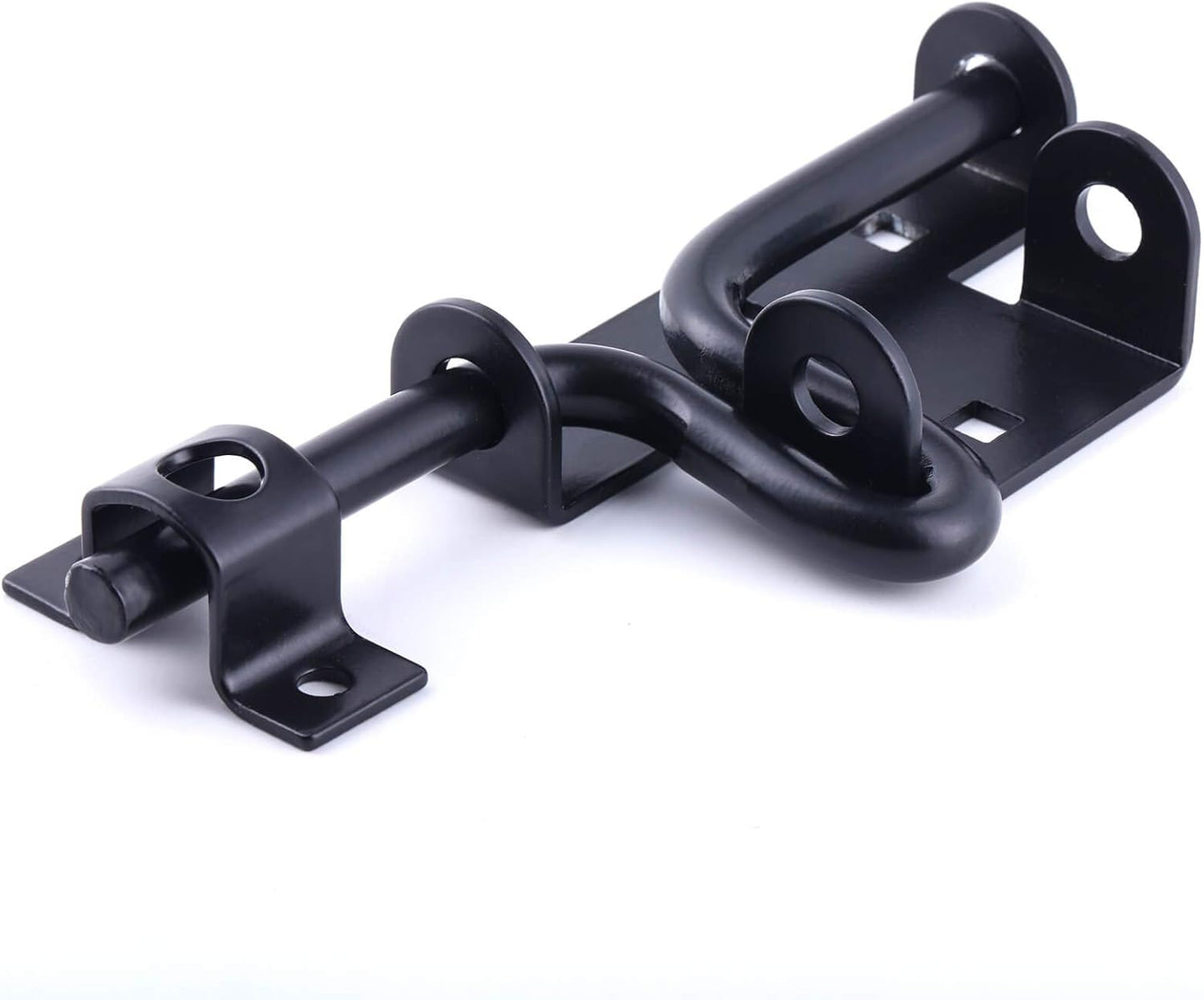 2 Pack Black Heavy Duty Sliding Bolt Gate Latch with Padlock Hole for Wooden Fence/Shed/Barn Door - Durable Metal Hardware for Interior and Exterior Use