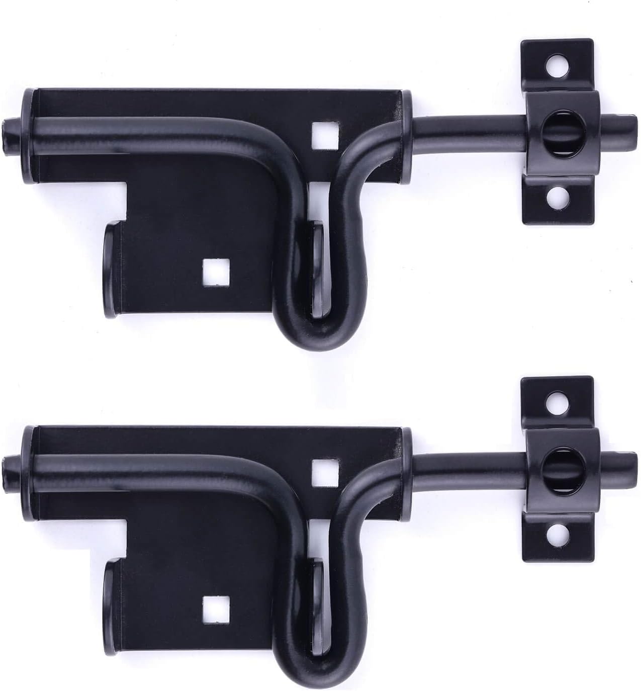 2 Pack Black Heavy Duty Sliding Bolt Gate Latch with Padlock Hole for Wooden Fence/Shed/Barn Door - Durable Metal Hardware for Interior and Exterior Use