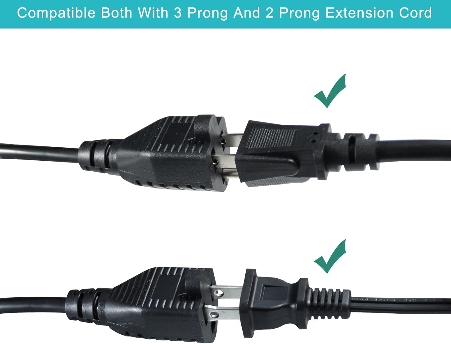 2-Pack Black Outdoor Extension Cord Set with 90-Degree Flat Plug - 2FT and 1.5FT Splitter Extension Cords