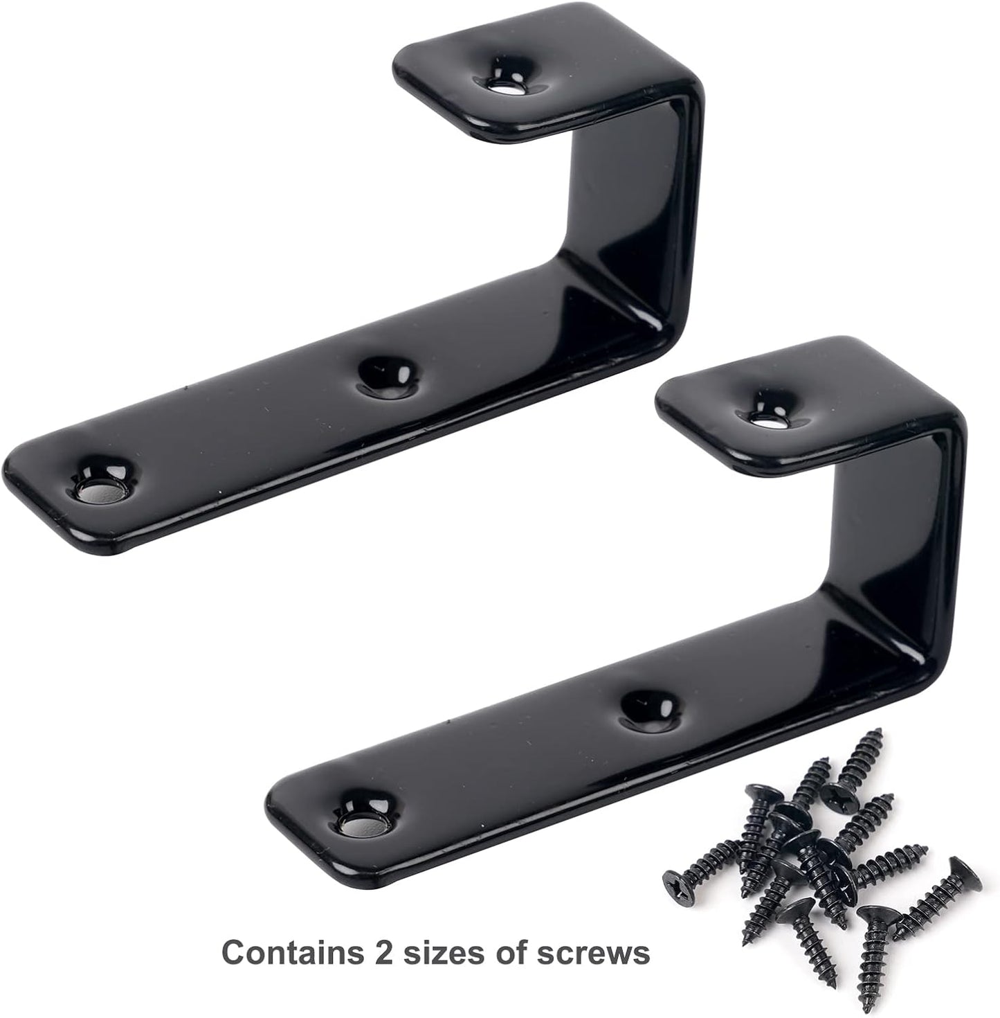 2 Pack Black PVC Metal Bunk Bed Ladder Hooks with Replacement Hardware for Kids, Camper/RV, Loft Beds - Includes 2 Size Screws