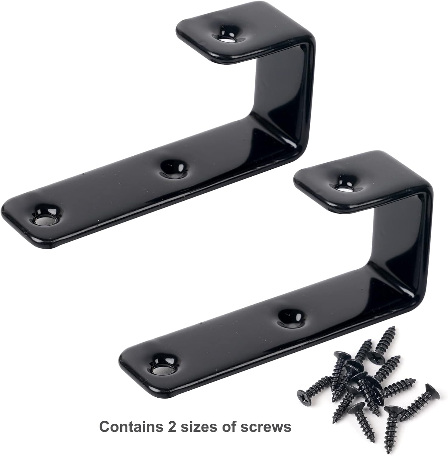 2 Pack Black PVC Metal Bunk Bed Ladder Hooks with Replacement Hardware for Kids, Camper/RV, Loft Beds - Includes 2 Size Screws