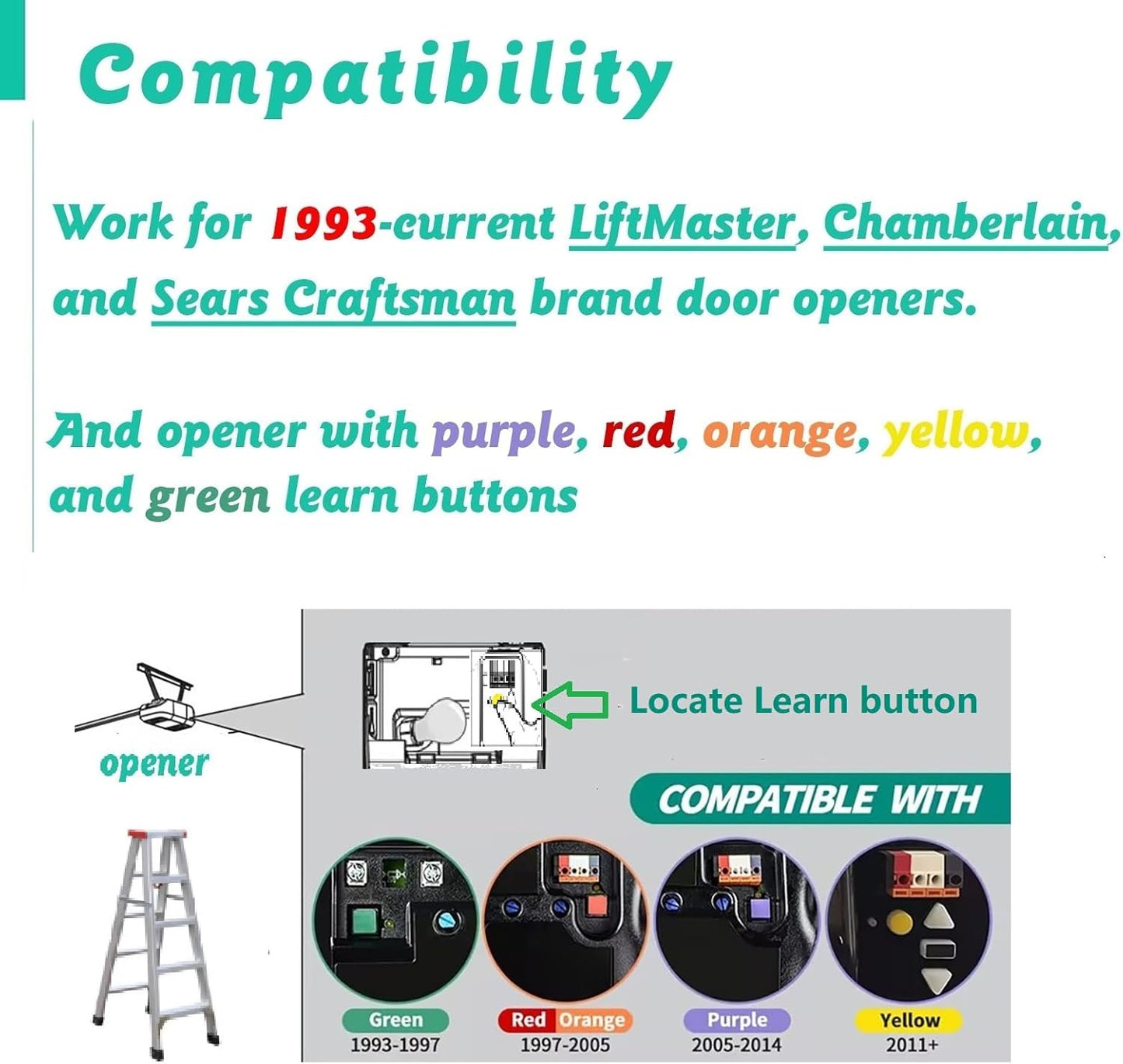 2 Pack Black Replacement Garage Door Opener Remote for Liftmaster, Chamberlain, Genie, Linear & More - Compatible with 893MAX 373LM 973LM 893LM 81LM