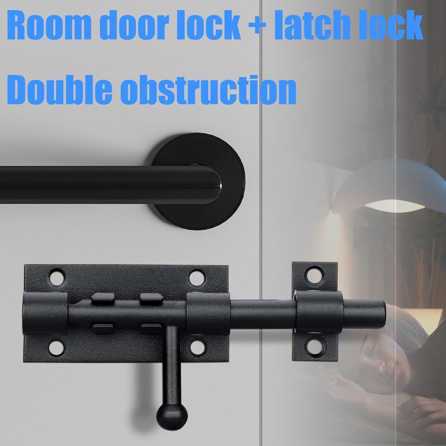 2-Pack Black Stainless Steel Sliding Bolt Locks - Ideal for Fences, Bathroom Doors, Barn Doors - Indoor/Outdoor