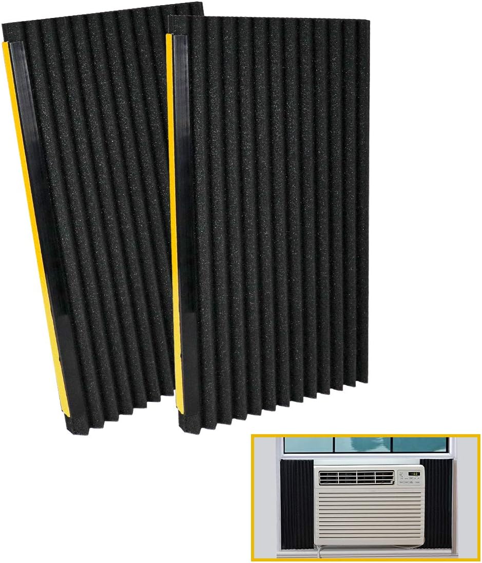 2-Pack Black Window Air Conditioner Foam Insulation Panels, Side Insulating Panel Kit - 17" x 9" x 7/8" - LBG Products