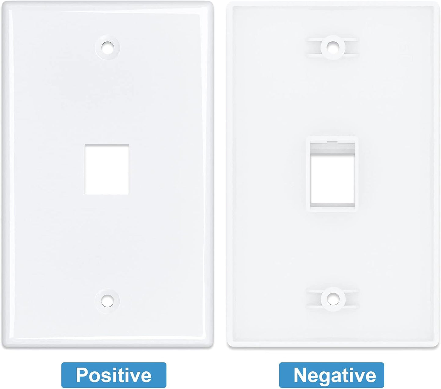 (2-Pack) Blue Cat6 Ethernet Wall Plate with 1-Port Keystone Jack and RJ45 Coupler - Female to Female Connectivity