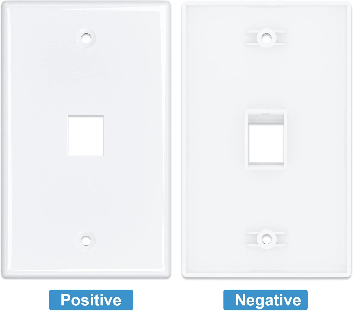 (2-Pack) Blue Cat6 Ethernet Wall Plate with 1-Port Keystone Jack and RJ45 Coupler - Female to Female Connectivity