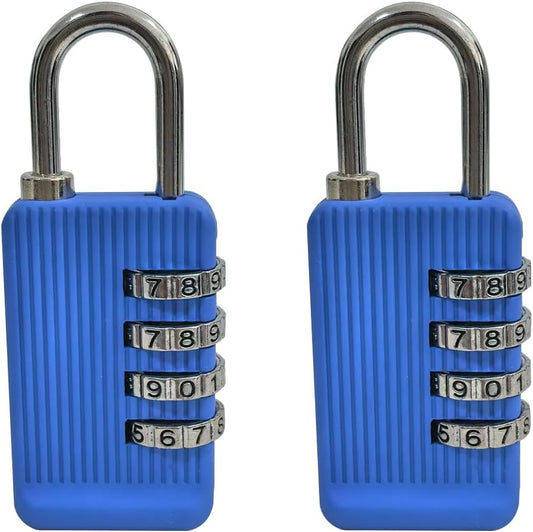 2 Pack Blue Dafape Combination Locker Locks - 4 Digit Padlocks for Gym, Outdoor, Fence, Luggage, Backpack, Cabinet, & Travel