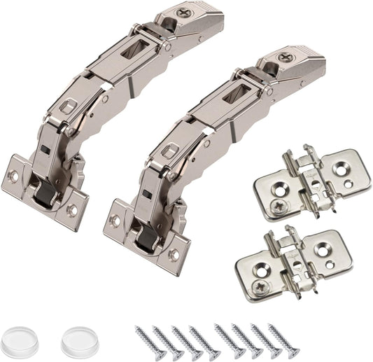 2 Pack Blum 155° Soft Close Full Overlay Frameless Cabinet Hinges with Bumpers & Screws - Lazy Susan Corner Cabinet Concealed European Hinges