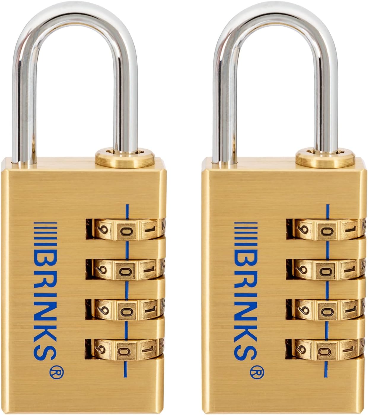 2 Pack BRINKS Security Bundle: 50mm Dial Combination Padlock & 30mm Solid Brass 4-Dial Resettable Padlock - Durable Indoor/Outdoor Locks