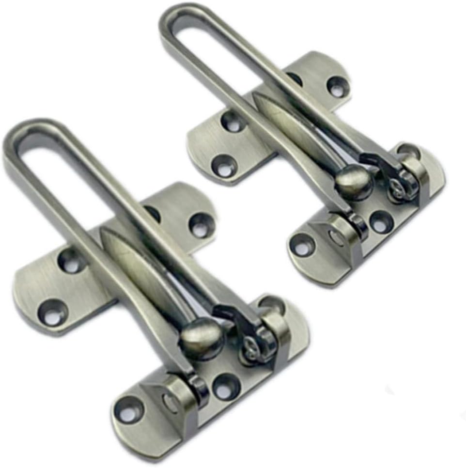 2-Pack Bronze Home Security Door Locks for Swing-in Doors with Reinforcement Bar - Solid Latch Guard Clasp for Front Doors - Kids Safety Locks