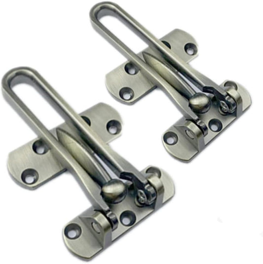 2-Pack Bronze Home Security Door Locks for Swing-in Doors with Reinforcement Bar - Solid Latch Guard Clasp for Front Doors - Kids Safety Locks