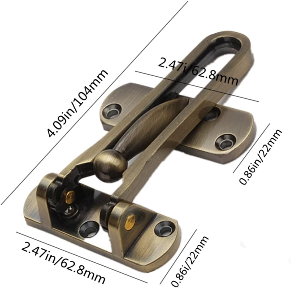 2-Pack Bronze Home Security Door Locks for Swing-in Doors with Reinforcement Bar - Solid Latch Guard Clasp for Front Doors - Kids Safety Locks