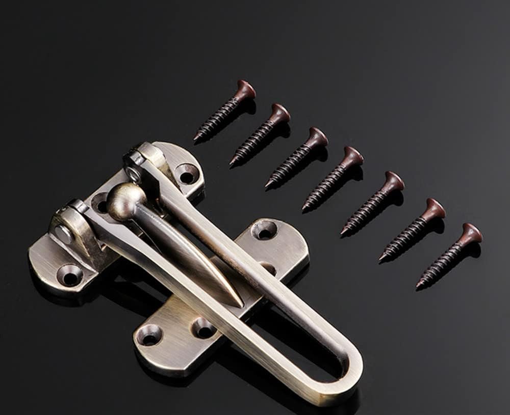 2-Pack Bronze Home Security Door Locks for Swing-in Doors with Reinforcement Bar - Solid Latch Guard Clasp for Front Doors - Kids Safety Locks