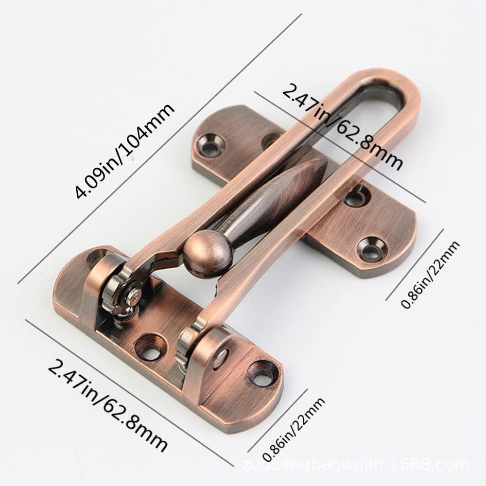 2 Pack Bronze Red Home Security Door Locks for Kids, Swing Bar Lock for Front Doors, Solid Latch Guard Clasp for Reinforcement