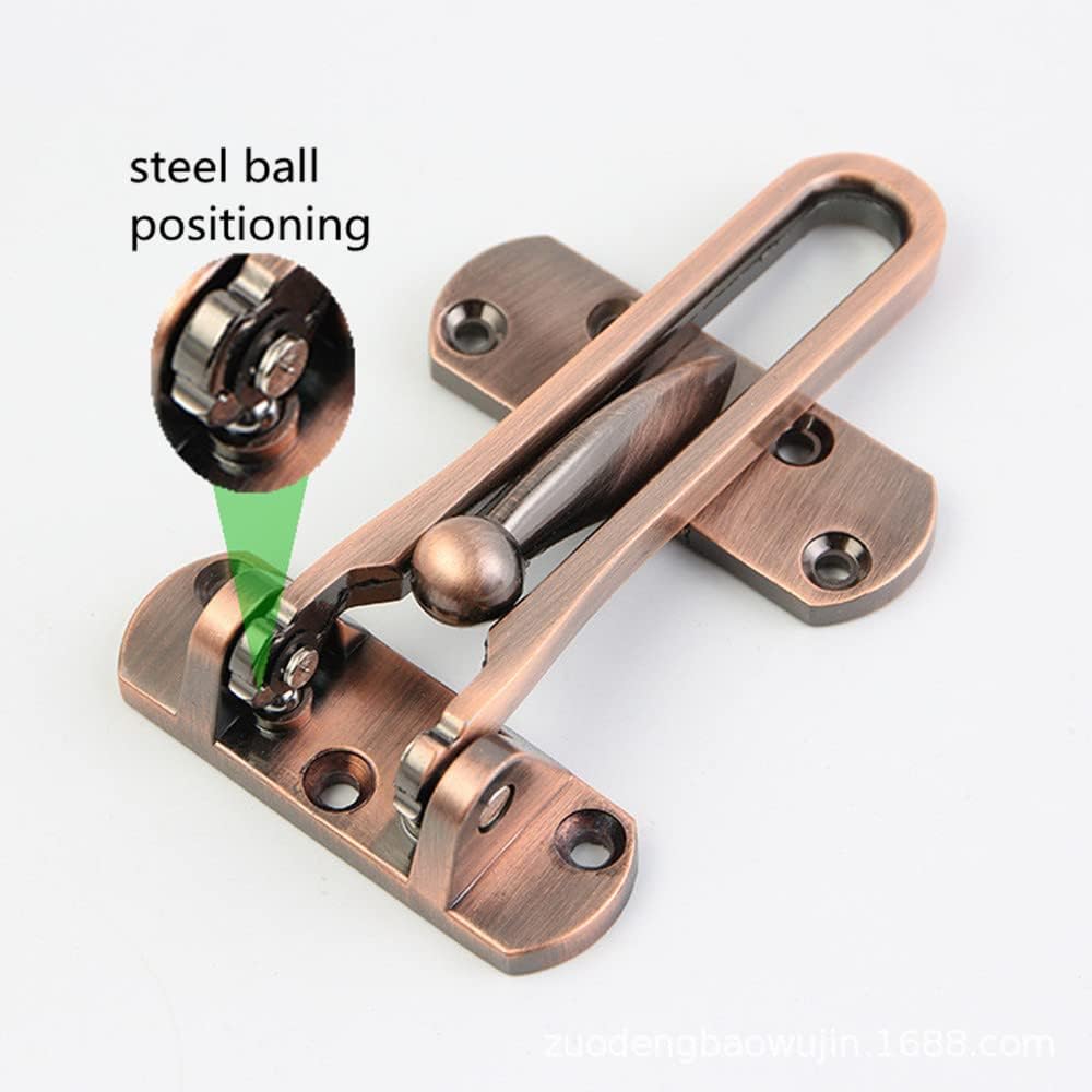 2 Pack Bronze Red Home Security Door Locks for Kids, Swing Bar Lock for Front Doors, Solid Latch Guard Clasp for Reinforcement