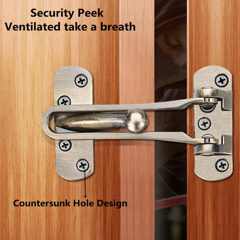 2 Pack Bronze Red Home Security Door Locks for Kids, Swing Bar Lock for Front Doors, Solid Latch Guard Clasp for Reinforcement