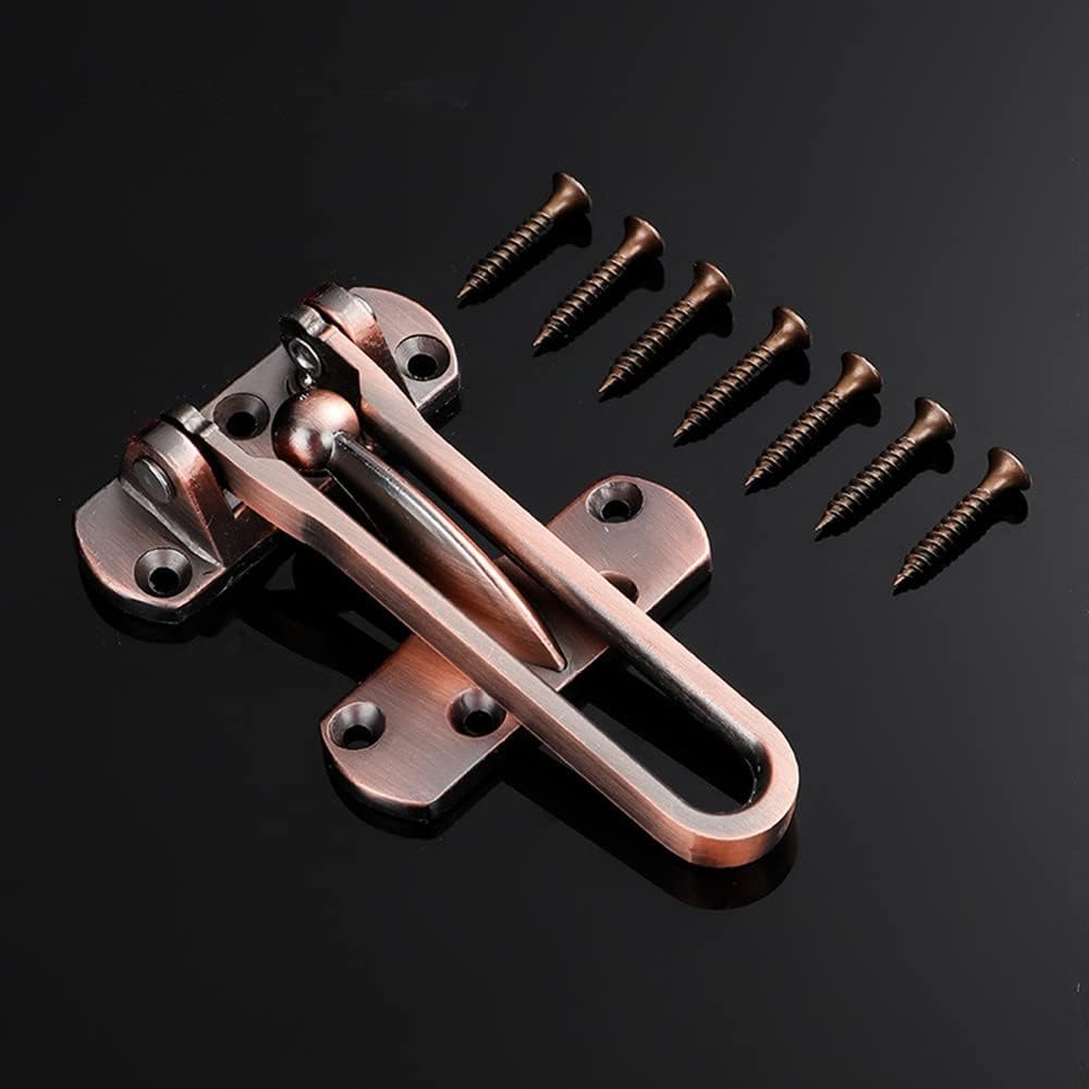 2 Pack Bronze Red Home Security Door Locks for Kids, Swing Bar Lock for Front Doors, Solid Latch Guard Clasp for Reinforcement