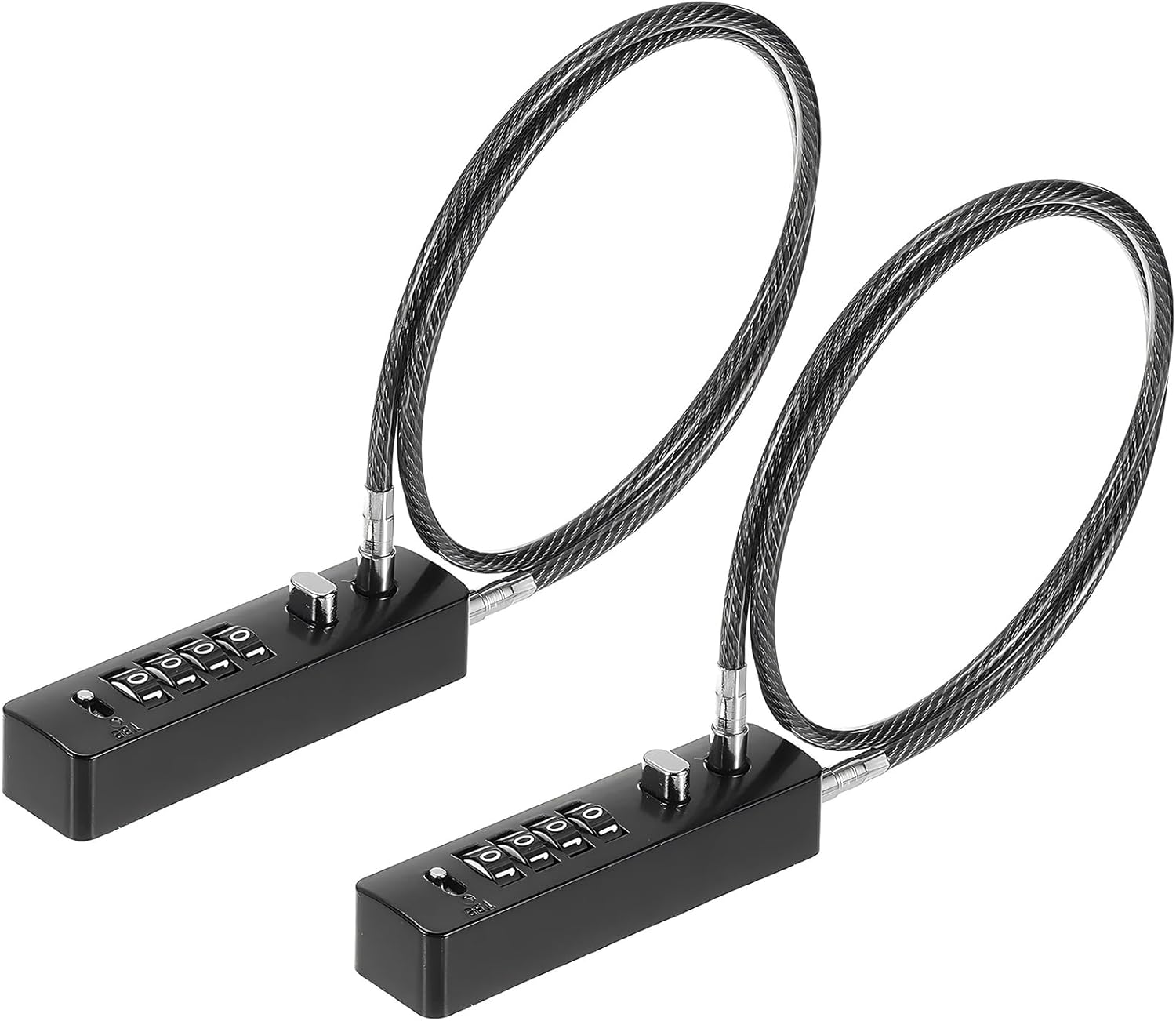 2 Pack Cable Locks with 4-Digit Code, Lightweight Rope Lock for Bikes & More - Multi-Purpose Security, Black