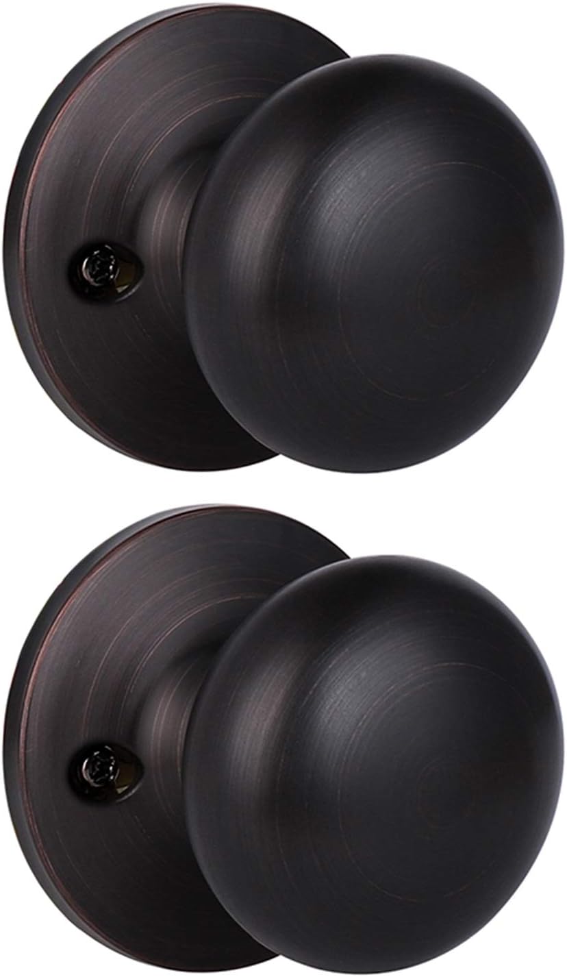 2 Pack Classic Style Dummy Door Knob, Single Side, Oil Rubbed Bronze, Easy Install