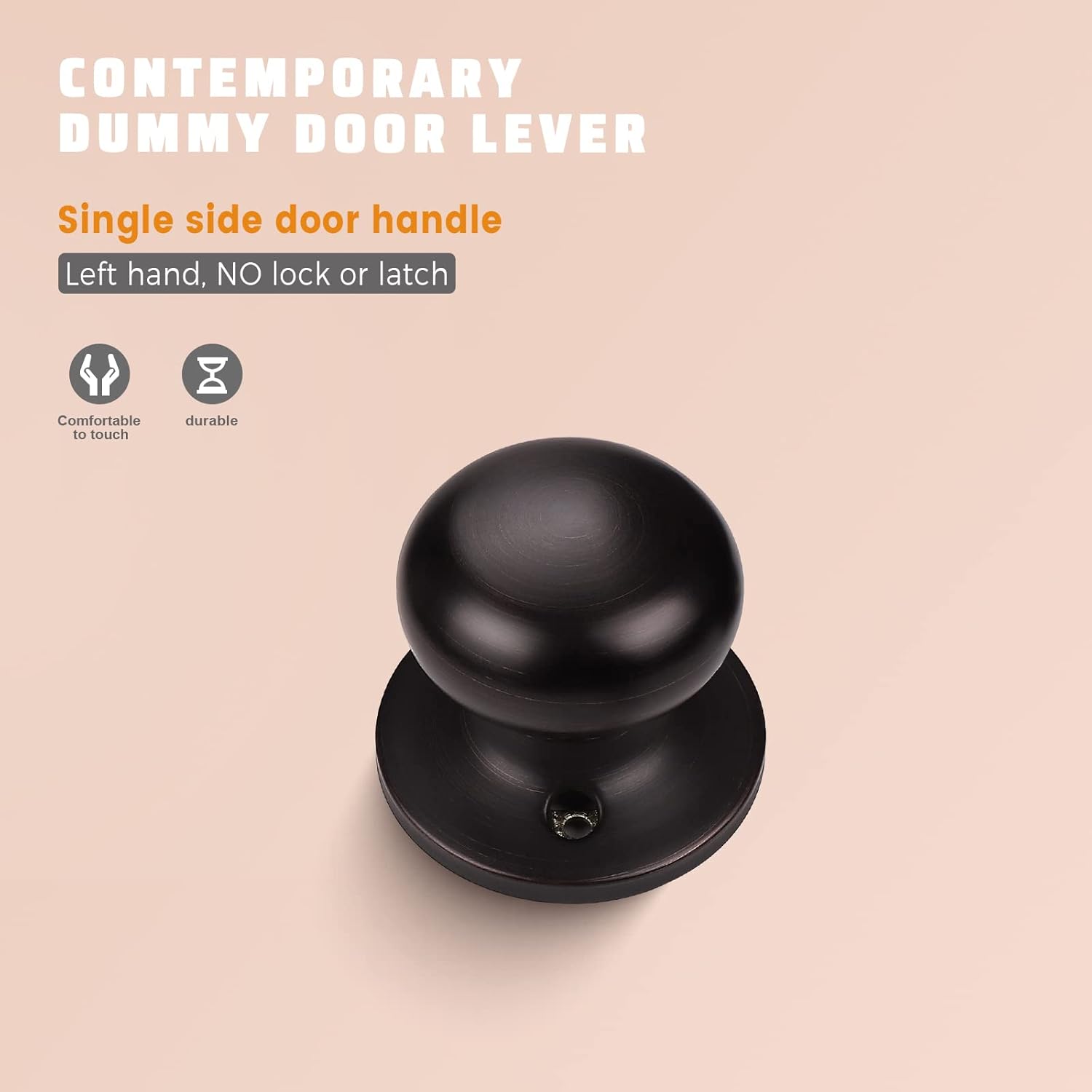 2 Pack Classic Style Dummy Door Knob, Single Side, Oil Rubbed Bronze, Easy Install