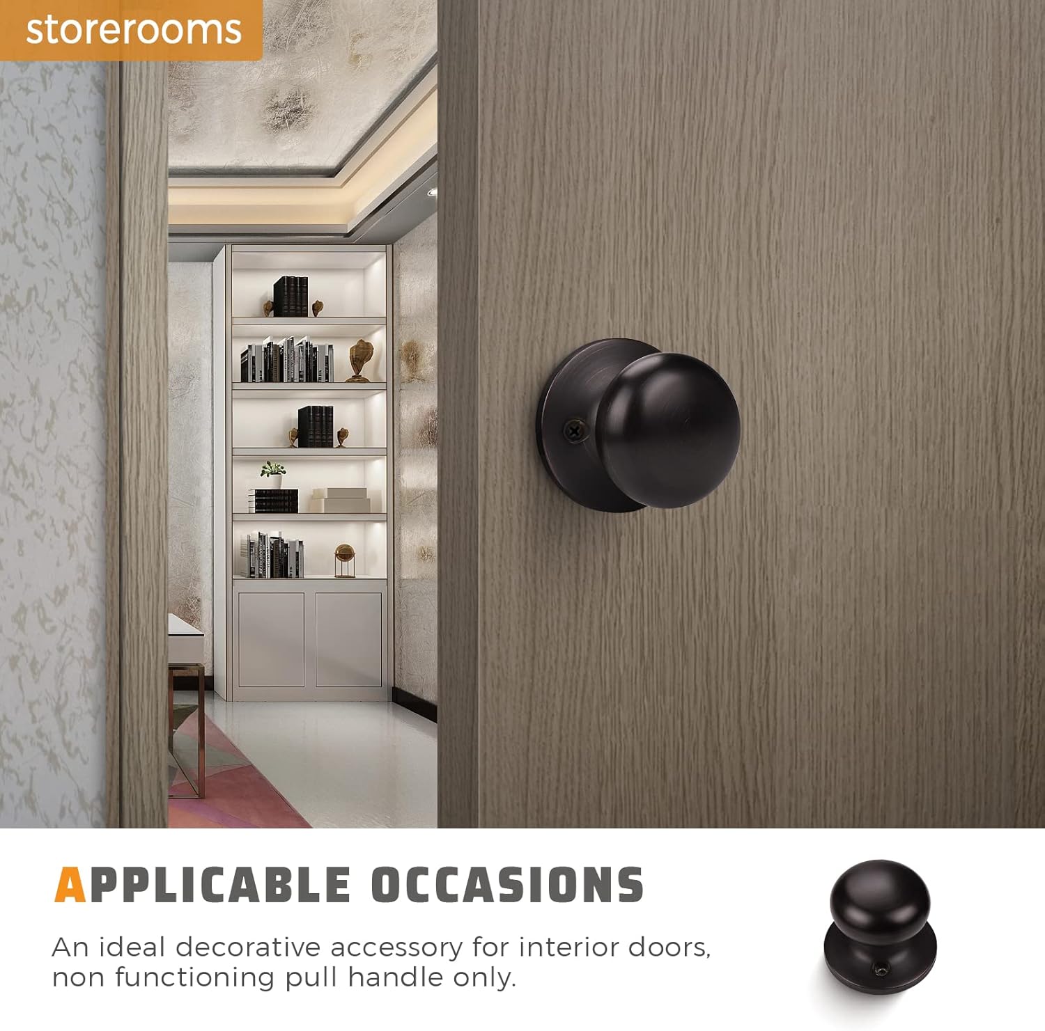 2 Pack Classic Style Dummy Door Knob, Single Side, Oil Rubbed Bronze, Easy Install