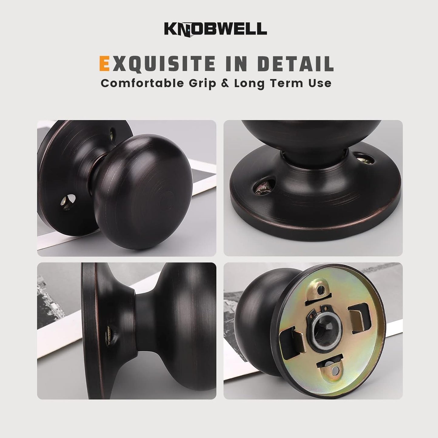 2 Pack Classic Style Dummy Door Knob, Single Side, Oil Rubbed Bronze, Easy Install