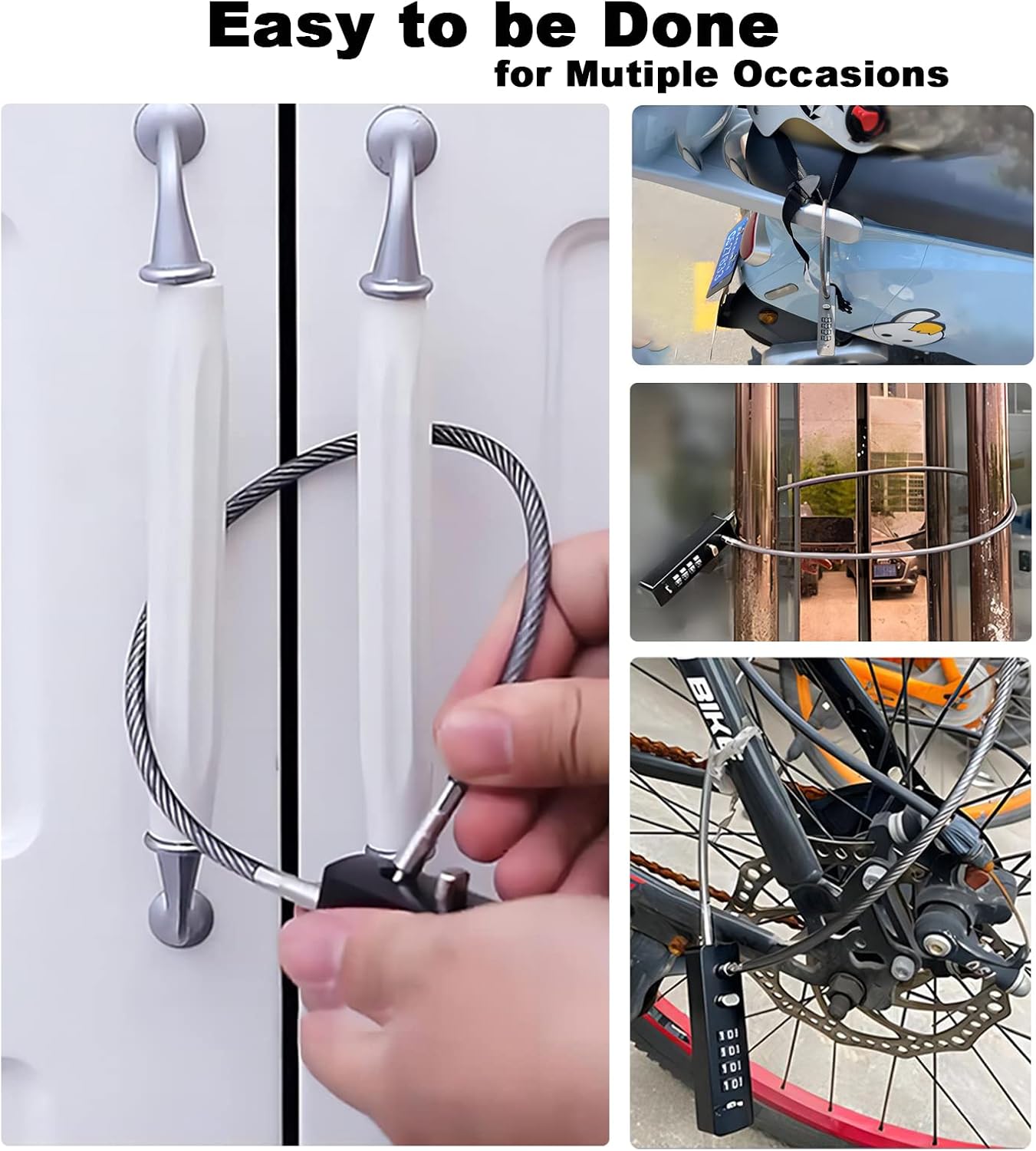 2-Pack Combination Steel Cable Locks for Outdoor Use - 2 FT Long, 4-Digit Combo, Ideal for Bike, Fence, and Cabinet - Gun-Grey & Blue