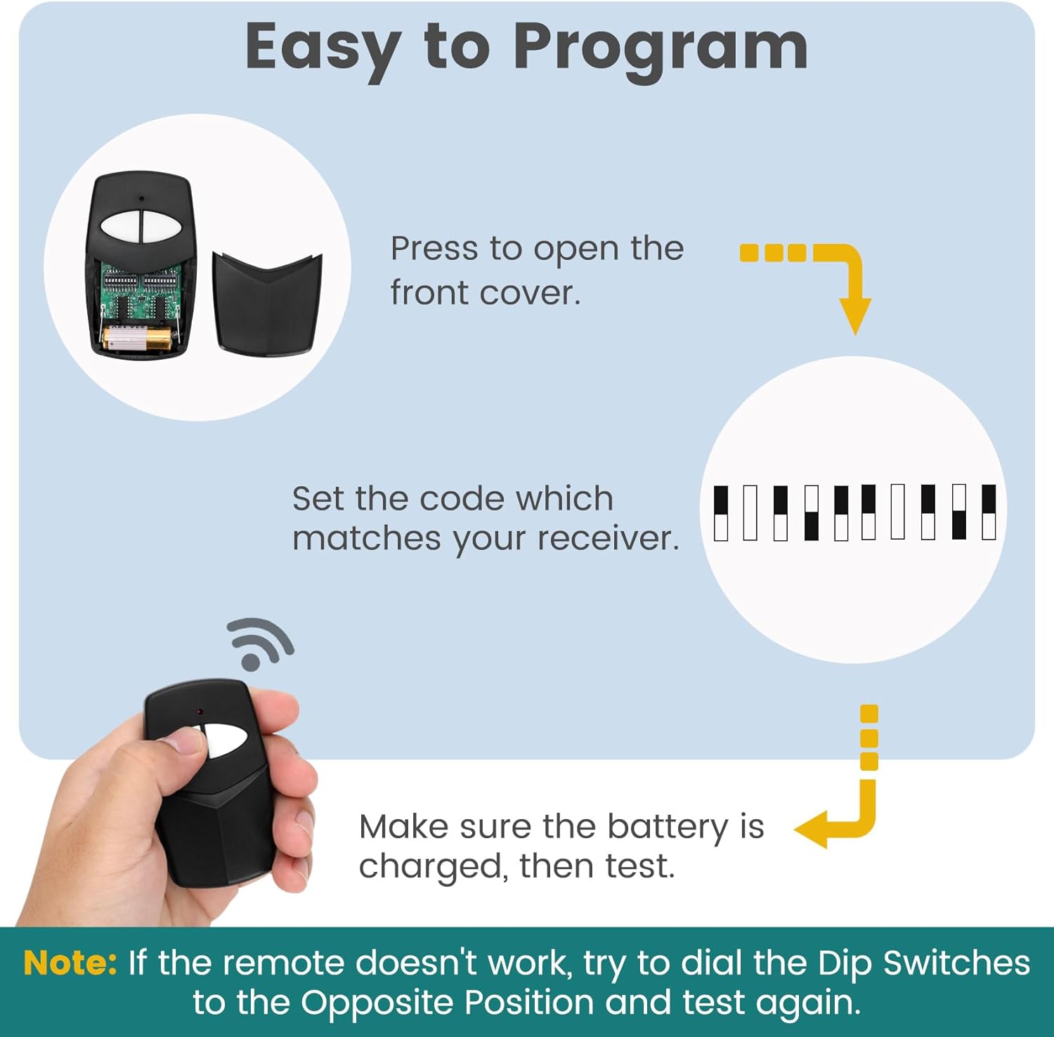 2-Pack Cooouds MCS412001 2-Channel Multi-Code Gate Remote Control 300Mhz for 4120 Garage Door Opener - Replaces 3089 308911 - 10 Code Transmitter - 300Mhz
