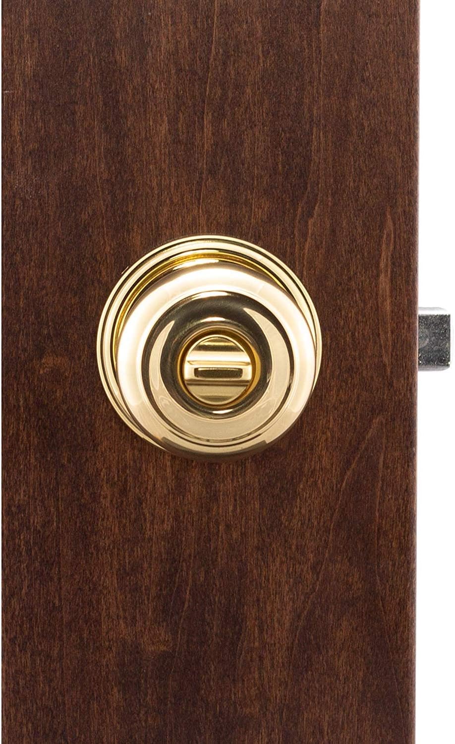 2 Pack Copper Creek CK2030PB Colonial Privacy Door Knobs in Polished Brass Finish