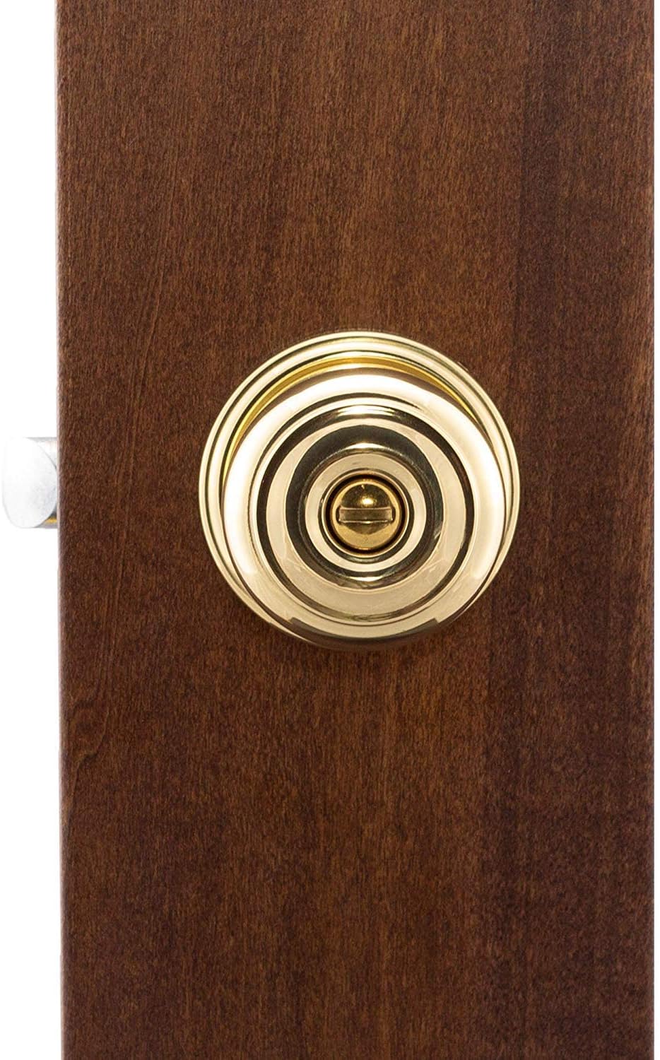 2 Pack Copper Creek CK2030PB Colonial Privacy Door Knobs in Polished Brass Finish