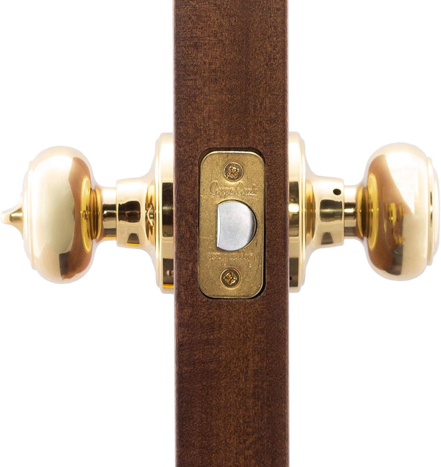 2 Pack Copper Creek CK2030PB Colonial Privacy Door Knobs in Polished Brass Finish