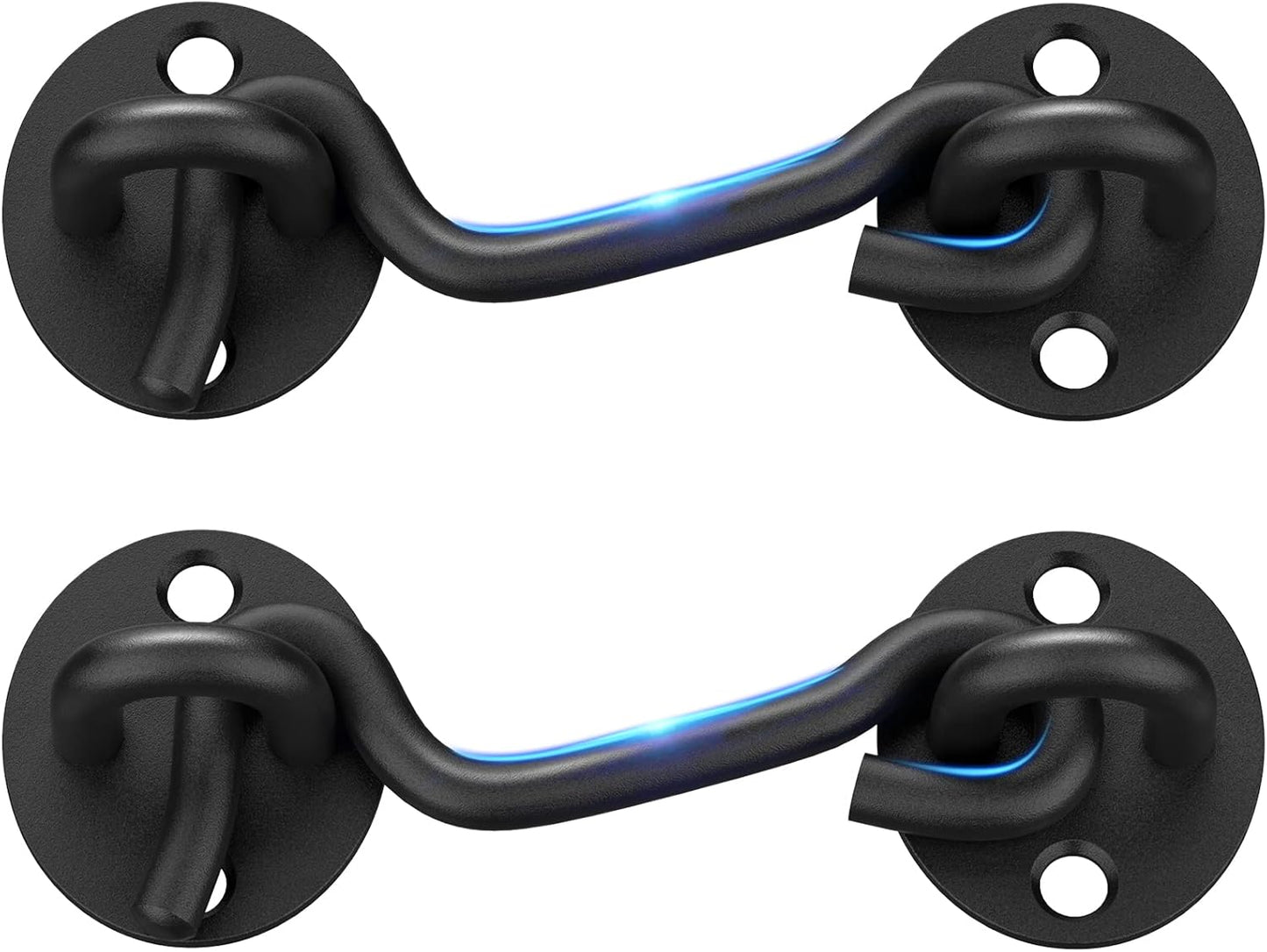 2 Pack CRANACH Barn Door Lock Gate Latch - Heavy Duty 4 Inch Black Hook and Eye Latch for Sliding Doors, Windows, Cabinets, and More