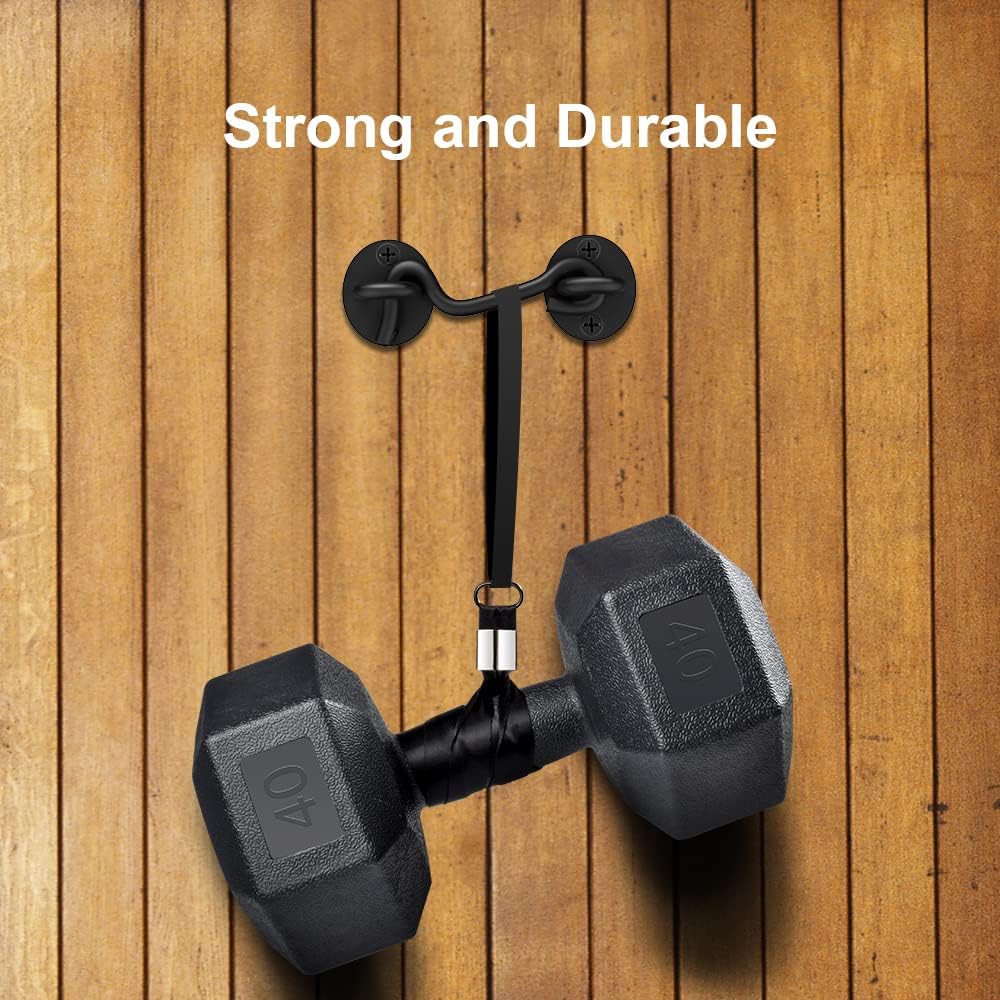 2 Pack CRANACH Barn Door Lock Gate Latch - Heavy Duty 4 Inch Black Hook and Eye Latch for Sliding Doors, Windows, Cabinets, and More