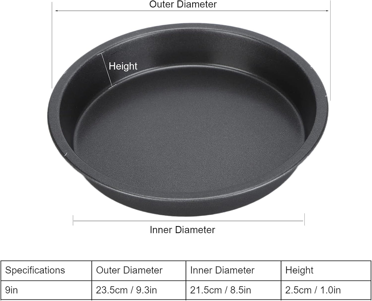2 Pack Deep Dish Pizza Pan Set - 9 Inch Non-Stick Carbon Steel Baking Pans for Kitchen and Bakery