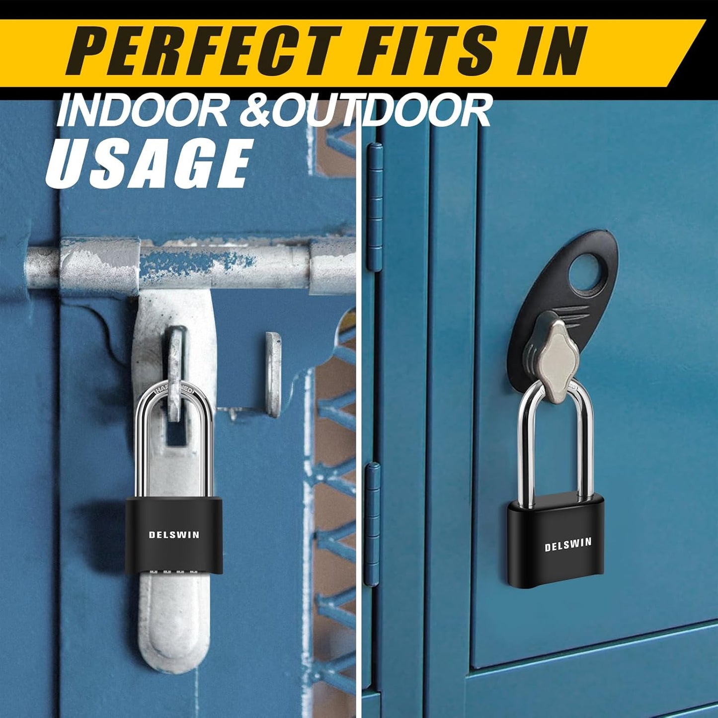 2 Pack DELSWIN Weatherproof Combination Lock Outdoor Padlock with Extended 2-1/2 in. Long Shackle - Ideal for Gates, Sheds, Trailers, and Lockers - WildKart