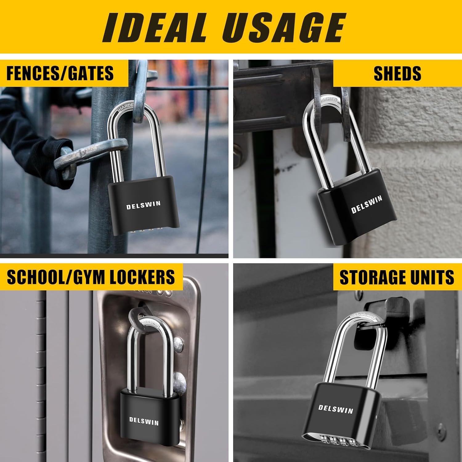 2 Pack DELSWIN Weatherproof Combination Lock Outdoor Padlock with Extended 2-1/2 in. Long Shackle - Ideal for Gates, Sheds, Trailers, and Lockers - WildKart