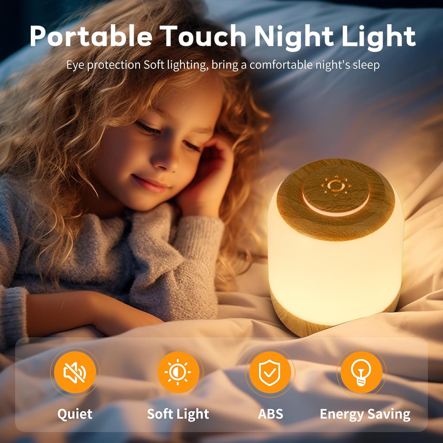 2-Pack Deogos Soft Night Light for Baby, Kids, and Adults - Touch Lamp with 3 Colors, Dimmable, USB Rechargeable - Cute Bedside Lamp for Bedrooms and Baby Nursery