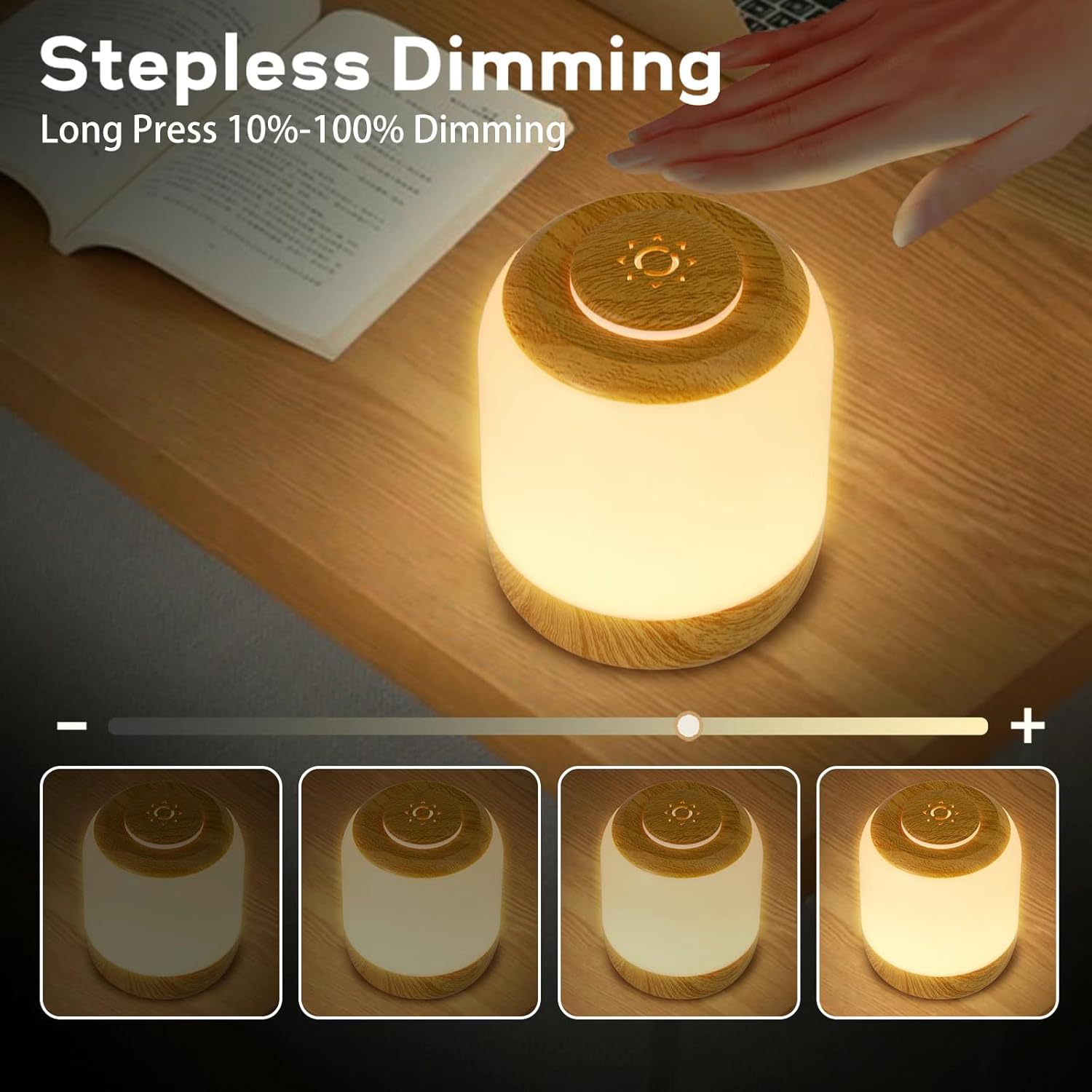 2-Pack Deogos Soft Night Light for Baby, Kids, and Adults - Touch Lamp with 3 Colors, Dimmable, USB Rechargeable - Cute Bedside Lamp for Bedrooms and Baby Nursery