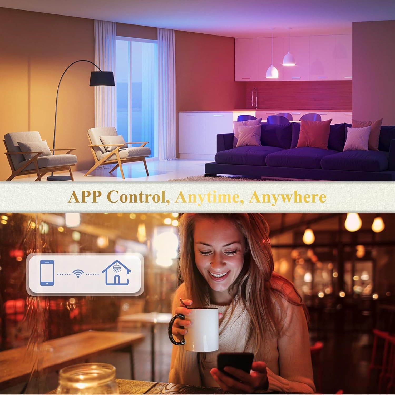 2 Pack DiCUNO Smart Wi-Fi Bluetooth LED Light Bulbs, Multi Colors Changing RGBCW Dimmable, Works with Alexa & Home Assistant, No Hub Needed, A19 E26 9W 800LM 2.4Ghz