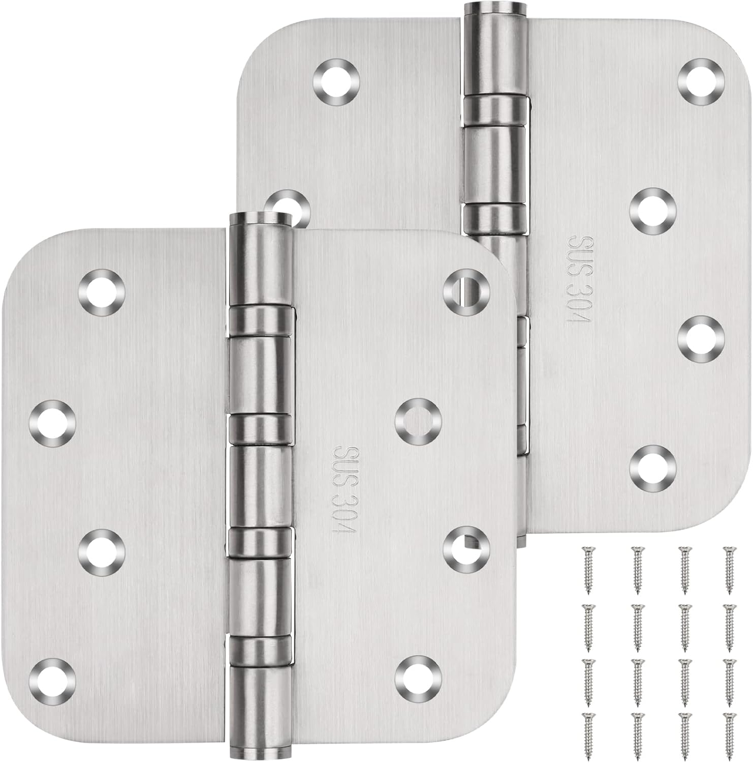 2 Pack Dirawell 304 Stainless Steel 4'' X 4'' Ball Bearing Door Hinges for Commercial and Residential Doors