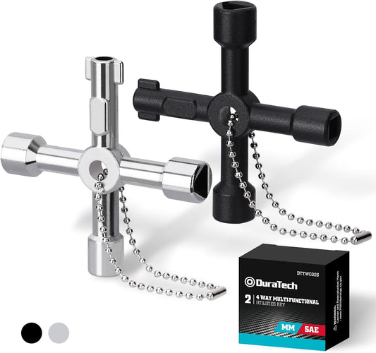 2-Pack DURATECH Multi-Functional 4 Way Utilities Key Set for Valves, Faucets, and Spigots