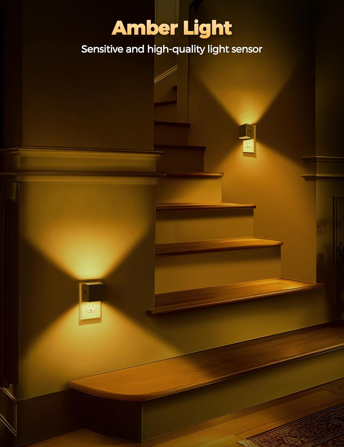 2 Pack Dusk to Dawn Sensor Night Lights with Adjustable Brightness - Ideal for Bedroom, Bathroom, Hallway - Plug-in LED Nightlights for Adults