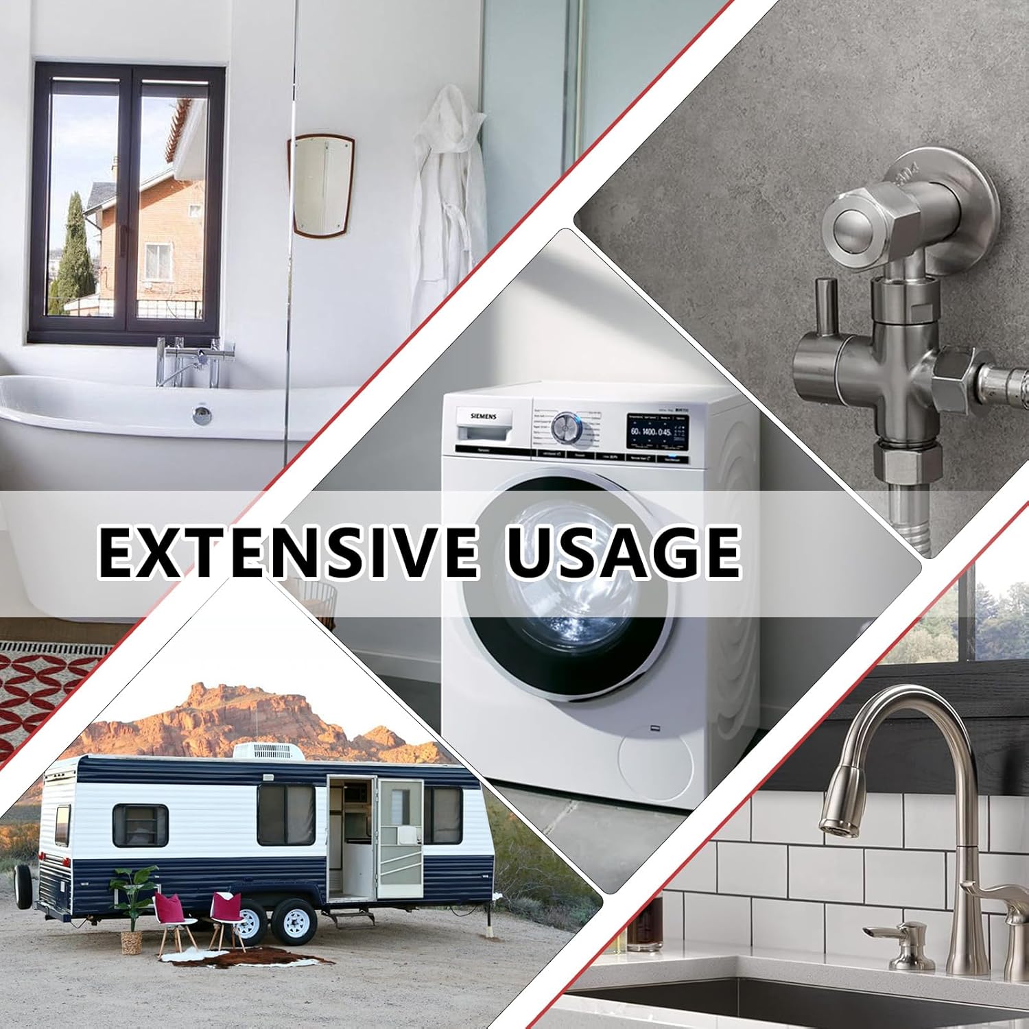 (2 Pack) EFIELD 1/4 Turn Straight Stop Valve 3/8" OD Compression X 1/2" CPVC Pipe Connection, Chrome Plated Brass