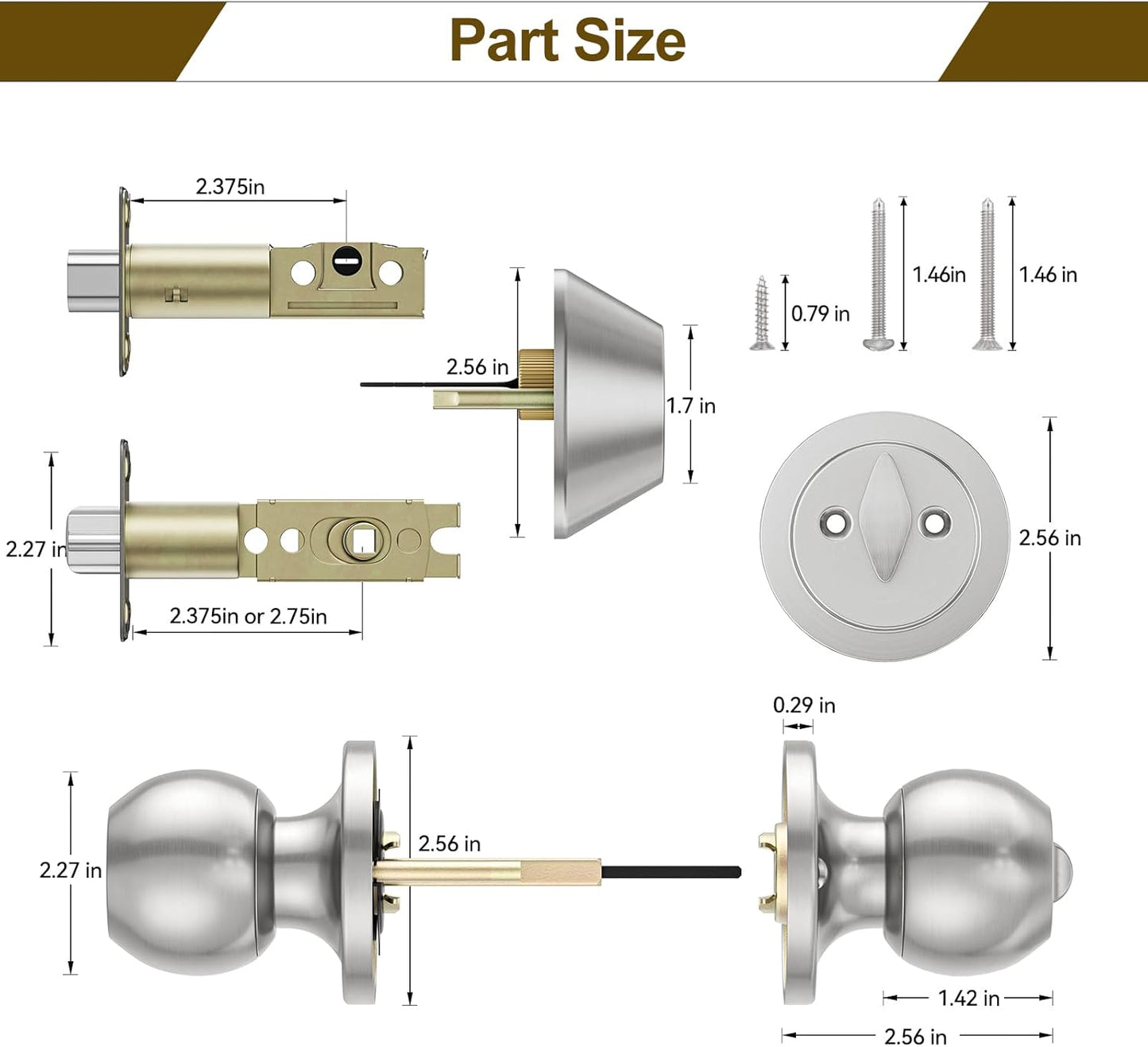 2 Pack Entry Door Knob and Deadbolt Lock Set - Keyed Alike Exterior Door Locksets for Entrance/Front Door - Satin Nickel