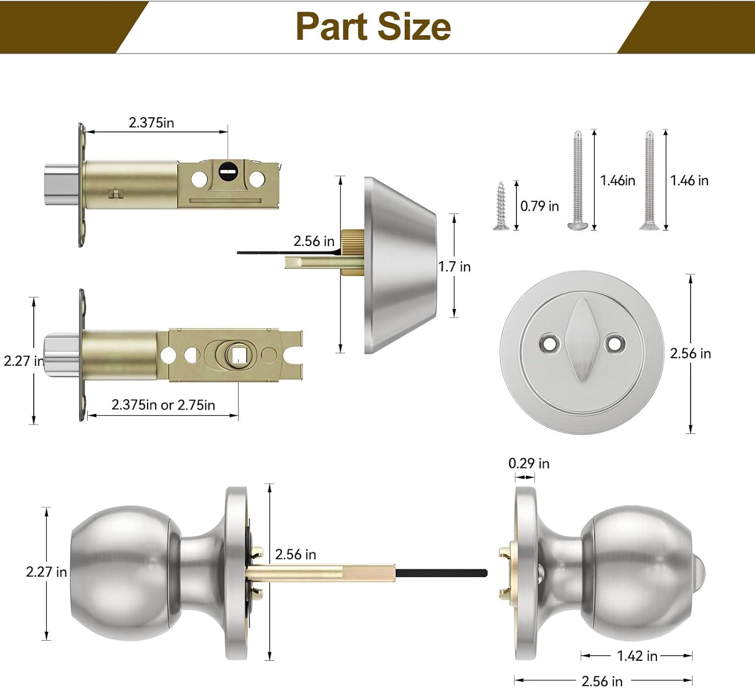 2 Pack Entry Door Knob and Deadbolt Lock Set - Keyed Alike Exterior Door Locksets for Entrance/Front Door - Satin Nickel