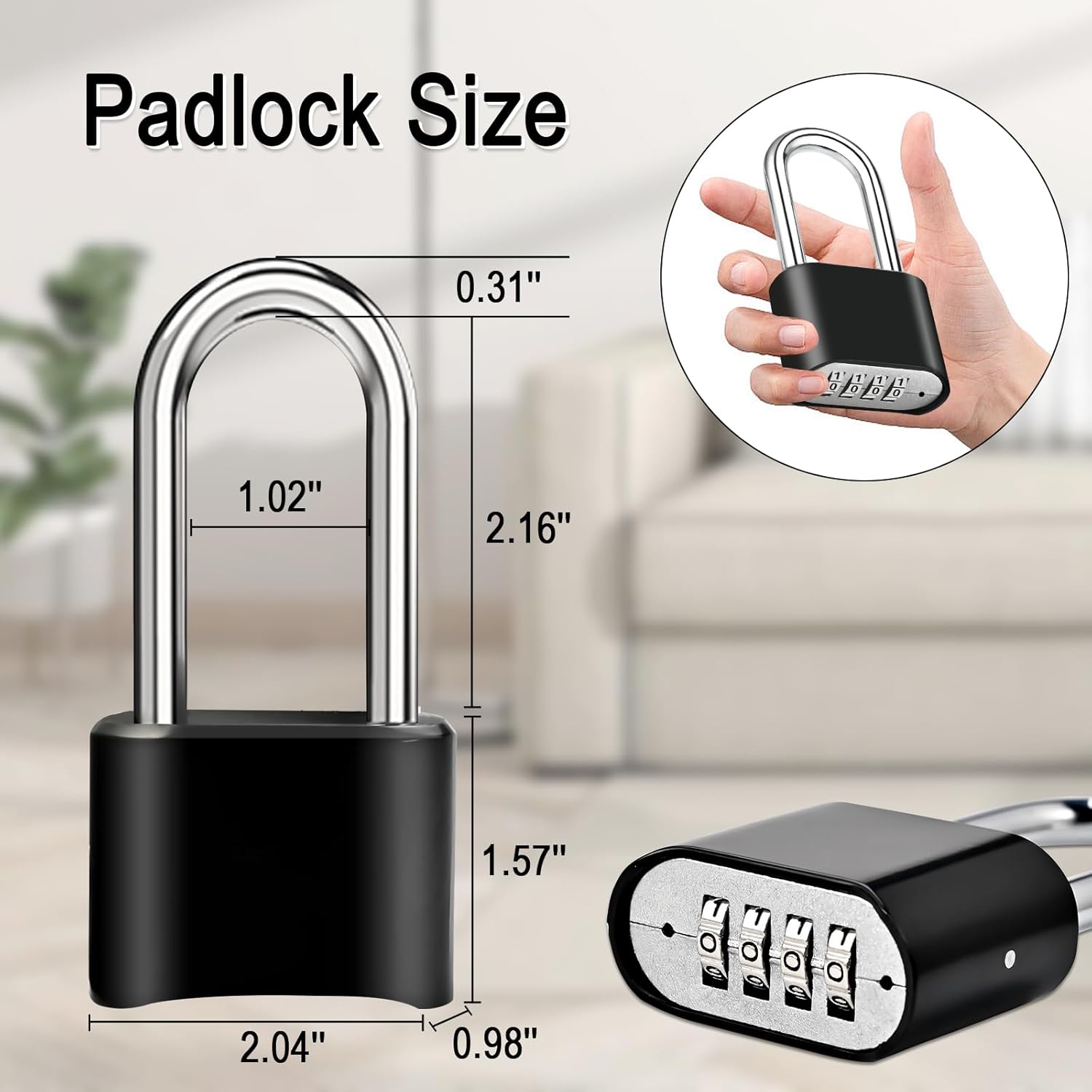2-Pack Faburo 4-Digit Combination Locks with Long Shackle - Heavy Duty Waterproof Padlocks for Outdoor Fence, Locker, Gym, Sheds, Gate Hasps - WildKart