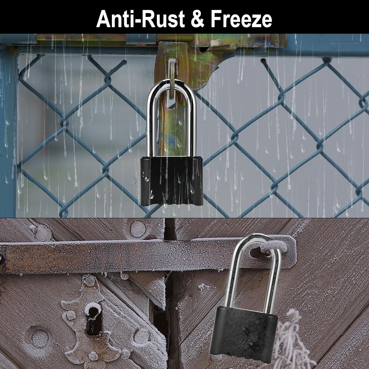 2-Pack Faburo 4-Digit Combination Locks with Long Shackle - Heavy Duty Waterproof Padlocks for Outdoor Fence, Locker, Gym, Sheds, Gate Hasps - WildKart