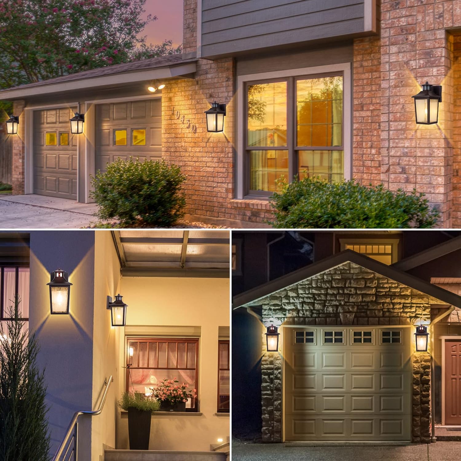 2 Pack FILIYANO Oil Rubbed Bronze Motion Sensor Outdoor Lights - Waterproof Dusk to Dawn Exterior Garage Light Fixture for House, Front Door - Anti-Rust Wall Mount Porch Light