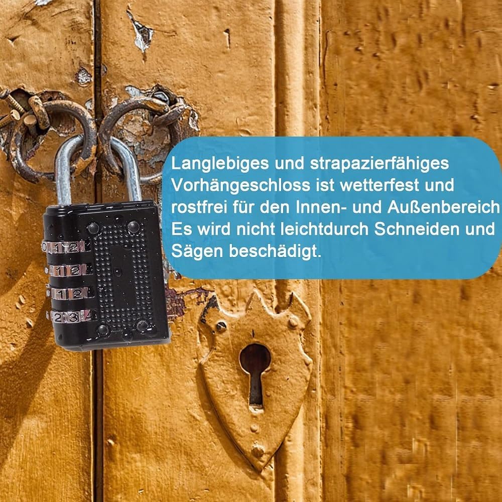 2 Pack Fixinus 4 Digit Combination Locks for School Gym Sports Locker, Fence, Toolbox - Zinc Alloy Padlocks for Hasp Cabinet Storage Case - Black - WildKart