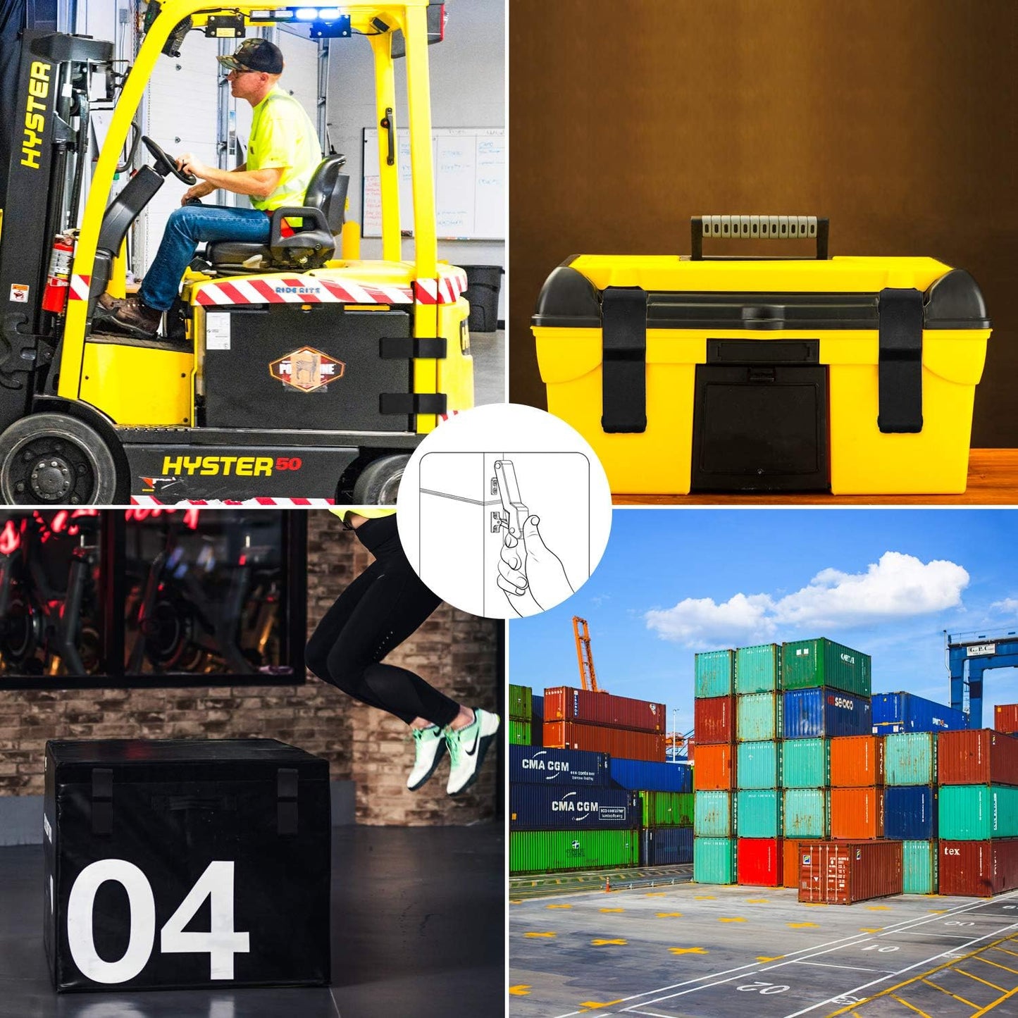 2 Pack Flexible Rubber Draw Latch Set for Cooler, Boat Compartment, Cargo Box - Stainless Steel Keeper & Bracket - Mudder